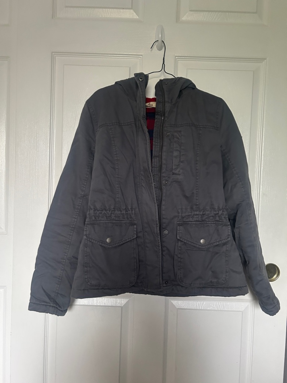 Hollister Charcoal Gray Hooded Field Jacket